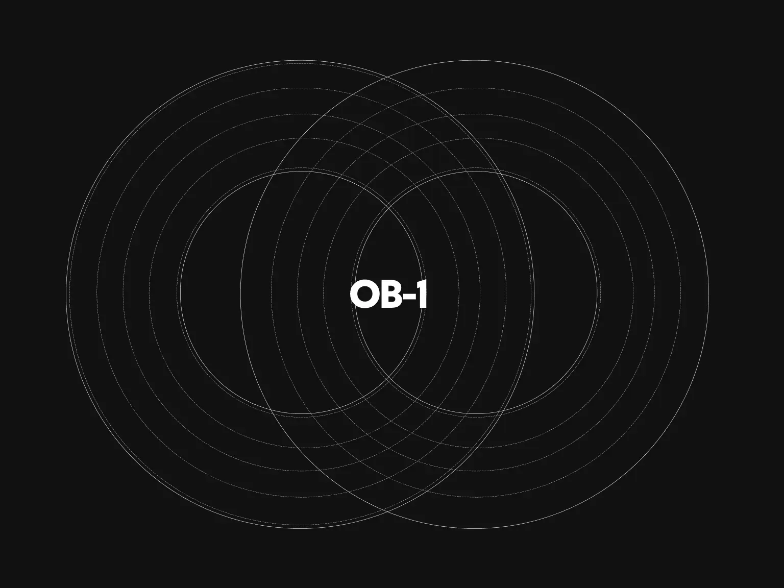 The white OB-1 wordmark inside overlapping concentric circles on near-black